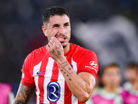 Jose' Gimenez of Atletico de Madrid reacts during the UEFA Champions League Group E match between SS Lazio v Atletico de Madrid at Stadio Ol...