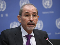  Ayman Safadi Deputy Prime Minister and Minister for Foreign Affairs and Expatriates of the Hashemite Kingdom of Jordan, briefs reporters af...