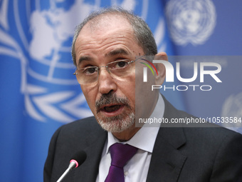  Ayman Safadi Deputy Prime Minister and Minister for Foreign Affairs and Expatriates of the Hashemite Kingdom of Jordan, briefs reporters af...