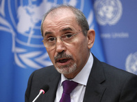  Ayman Safadi Deputy Prime Minister and Minister for Foreign Affairs and Expatriates of the Hashemite Kingdom of Jordan, briefs reporters af...