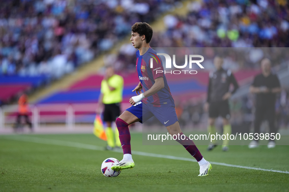 Joao Felix second striker of Barcelona and Portugal in action during the LaLiga EA Sports match between FC Barcelona and Celta Vigo at Estad...