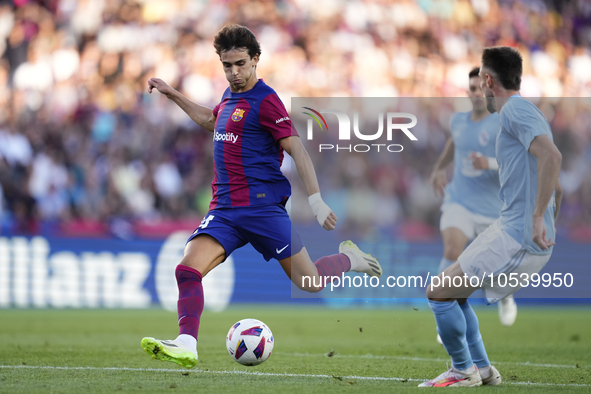 Joao Felix second striker of Barcelona and Portugal shooting to goal during the LaLiga EA Sports match between FC Barcelona and Celta Vigo a...