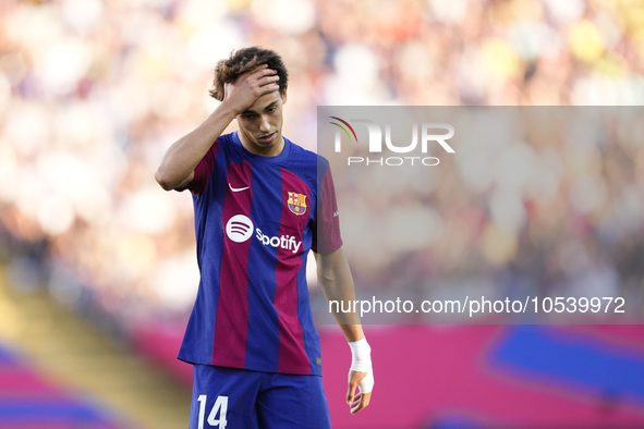 Joao Felix second striker of Barcelona and Portugal lament a failed occasion during the LaLiga EA Sports match between FC Barcelona and Celt...