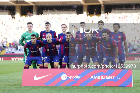 Barcelona line up during the LaLiga EA Sports match between FC Barcelona and Celta Vigo at Estadi Olimpic Lluis Companys on September 23, 20...