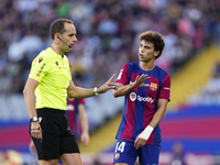 Joao Felix second striker of Barcelona and Portugal  protest to referee during the LaLiga EA Sports match between FC Barcelona and Celta Vig...