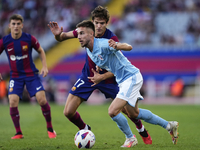 Oscar Mingueza right-back of Celta de Vigo and Spain and Marcos Alonso left-back of Barcelona and Spaincompete for the ball during the LaLig...