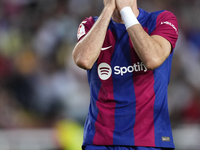 Robert Lewandowski centre-forward of Barcelona and Poland lament a failed occasion during the LaLiga EA Sports match between FC Barcelona an...