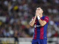 Robert Lewandowski centre-forward of Barcelona and Poland lament a failed occasion during the LaLiga EA Sports match between FC Barcelona an...