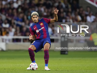 Ronald Araujo centre-back of Barcelona and Uruguay does passed during the LaLiga EA Sports match between FC Barcelona and Celta Vigo at Esta...