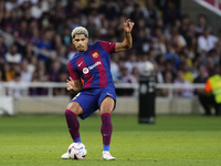 Ronald Araujo centre-back of Barcelona and Uruguay does passed during the LaLiga EA Sports match between FC Barcelona and Celta Vigo at Esta...