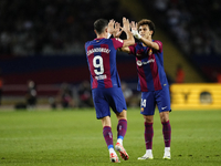 Robert Lewandowski centre-forward of Barcelona and Poland celebrates after scoring his sides first goal during the LaLiga EA Sports match be...