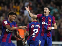 Robert Lewandowski centre-forward of Barcelona and Poland celebrates after scoring his sides second goal during the LaLiga EA Sports match b...