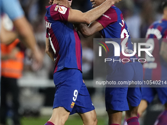 Robert Lewandowski centre-forward of Barcelona and Poland celebrates after scoring his sides second goal during the LaLiga EA Sports match b...