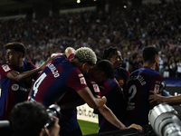 Joao Cancelo right-back of Barcelona and Portugal celebrates after scoring his sides first goal during the LaLiga EA Sports match between FC...