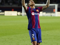 Joao Cancelo right-back of Barcelona and Portugal celebrates after scoring his sides first goal during the LaLiga EA Sports match between FC...