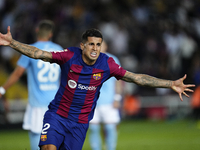 Joao Cancelo right-back of Barcelona and Portugal celebrates after scoring his sides first goal during the LaLiga EA Sports match between FC...