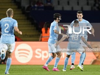 Anastasios Douvikas centre-forward of Celta de Vigo and Greece celebrates after scoring his sides first goal during the LaLiga EA Sports mat...