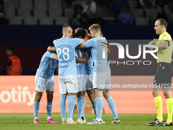 Anastasios Douvikas centre-forward of Celta de Vigo and Greece celebrates after scoring his sides first goal during the LaLiga EA Sports mat...