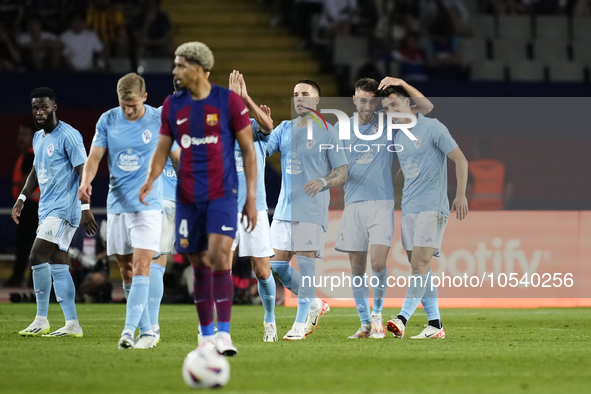 Anastasios Douvikas centre-forward of Celta de Vigo and Greece celebrates after scoring his sides first goal during the LaLiga EA Sports mat...