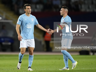 Anastasios Douvikas centre-forward of Celta de Vigo and Greece celebrates after scoring his sides first goal during the LaLiga EA Sports mat...