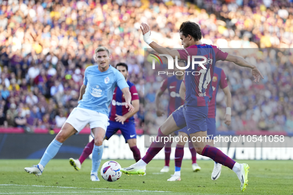 Joao Felix second striker of Barcelona and Portugal shooting to goal during the LaLiga EA Sports match between FC Barcelona and Celta Vigo a...