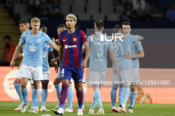 Anastasios Douvikas centre-forward of Celta de Vigo and Greece celebrates after scoring his sides first goal during the LaLiga EA Sports mat...