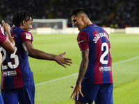 Joao Cancelo right-back of Barcelona and Portugal celebrates after scoring his sides first goal during the LaLiga EA Sports match between FC...