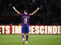 Robert Lewandowski centre-forward of Barcelona and Poland celebrates victory after the LaLiga EA Sports match between FC Barcelona and Celta...