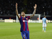 Joao Cancelo right-back of Barcelona and Portugal celebrates after scoring his sides first goal during the LaLiga EA Sports match between FC...