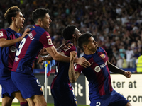 Joao Cancelo right-back of Barcelona and Portugal celebrates after scoring his sides first goal during the LaLiga EA Sports match between FC...