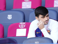 Pedri central midfield of Barcelona and Spain sitting on the bench prior the LaLiga EA Sports match between FC Barcelona and Celta Vigo at E...