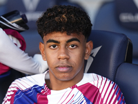 Lamine Yamal right winger of Barcelona and Spain sitting on the bench prior the LaLiga EA Sports match between FC Barcelona and Celta Vigo a...