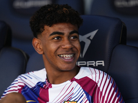 Lamine Yamal right winger of Barcelona and Spain sitting on the bench prior the LaLiga EA Sports match between FC Barcelona and Celta Vigo a...