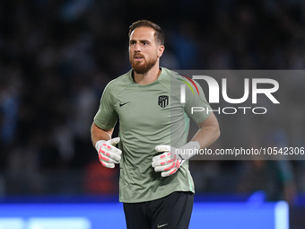 Jan Oblak of Atletico de Madrid looks on during the UEFA Champions League Group E match between SS Lazio v Atletico de Madrid at Stadio Olim...