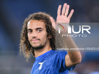 Matteo Guendouzi of SS Lazio gestures during the UEFA Champions League Group E match between SS Lazio v Atletico de Madrid at Stadio Olimpic...