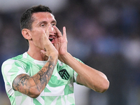 Stefan Savic of Atletico de Madrid yells during the UEFA Champions League Group E match between SS Lazio v Atletico de Madrid at Stadio Olim...