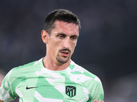 Stefan Savic of Atletico de Madrid looks on during the UEFA Champions League Group E match between SS Lazio v Atletico de Madrid at Stadio O...