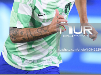 Antoine Griezmann of Atletico de Madrid looks on during the UEFA Champions League Group E match between SS Lazio v Atletico de Madrid at Sta...