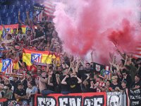 Supporters of Atletico de Madrid during the UEFA Champions League Group E match between SS Lazio v Atletico de Madrid at Stadio Olimpico Rom...