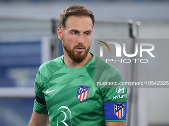 Jan Oblak of Atletico de Madrid looks on during the UEFA Champions League Group E match between SS Lazio v Atletico de Madrid at Stadio Olim...