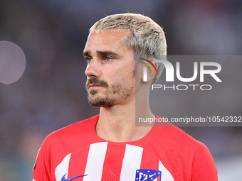 Antoine Griezmann of Atletico de Madrid looks on during the UEFA Champions League Group E match between SS Lazio v Atletico de Madrid at Sta...