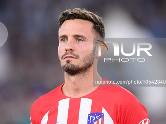 Saul Niguez of Atletico de Madrid looks on during the UEFA Champions League Group E match between SS Lazio v Atletico de Madrid at Stadio Ol...