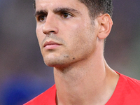 Alvaro Morata of Atletico de Madrid looks on during the UEFA Champions League Group E match between SS Lazio v Atletico de Madrid at Stadio...