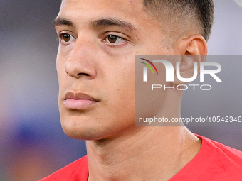 Nahuel Molina of Atletico de Madrid looks on during the UEFA Champions League Group E match between SS Lazio v Atletico de Madrid at Stadio...