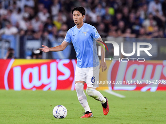 Daichi Kamada of SS Lazio during the UEFA Champions League Group E match between SS Lazio v Atletico de Madrid at Stadio Olimpico Roma on Se...