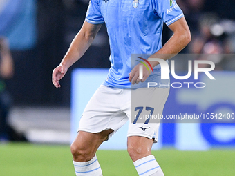 Adam Marusic of SS Lazio during the UEFA Champions League Group E match between SS Lazio v Atletico de Madrid at Stadio Olimpico Roma on Sep...