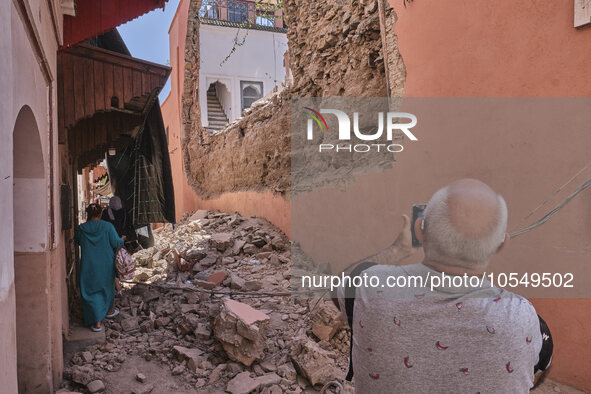 Marrakech, Morocco, 2023/09/11. Just a few days after the terrible earthquake in Morocco, the city of Marrakech is slowly getting back to li...