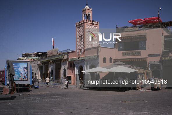 Marrakech, Morocco, 2023/09/11. Just a few days after the terrible earthquake in Morocco, the city of Marrakech is slowly getting back to li...