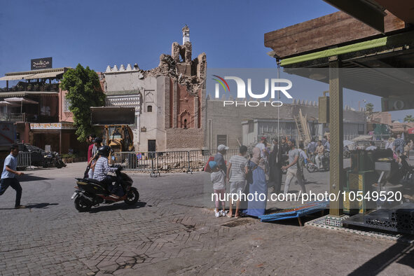 Marrakech, Morocco, 2023/09/11. Just a few days after the terrible earthquake in Morocco, the city of Marrakech is slowly getting back to li...