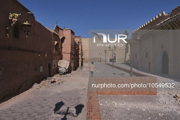 Marrakech, Morocco, 2023/09/11. Just a few days after the terrible earthquake in Morocco, the city of Marrakech is slowly getting back to li...